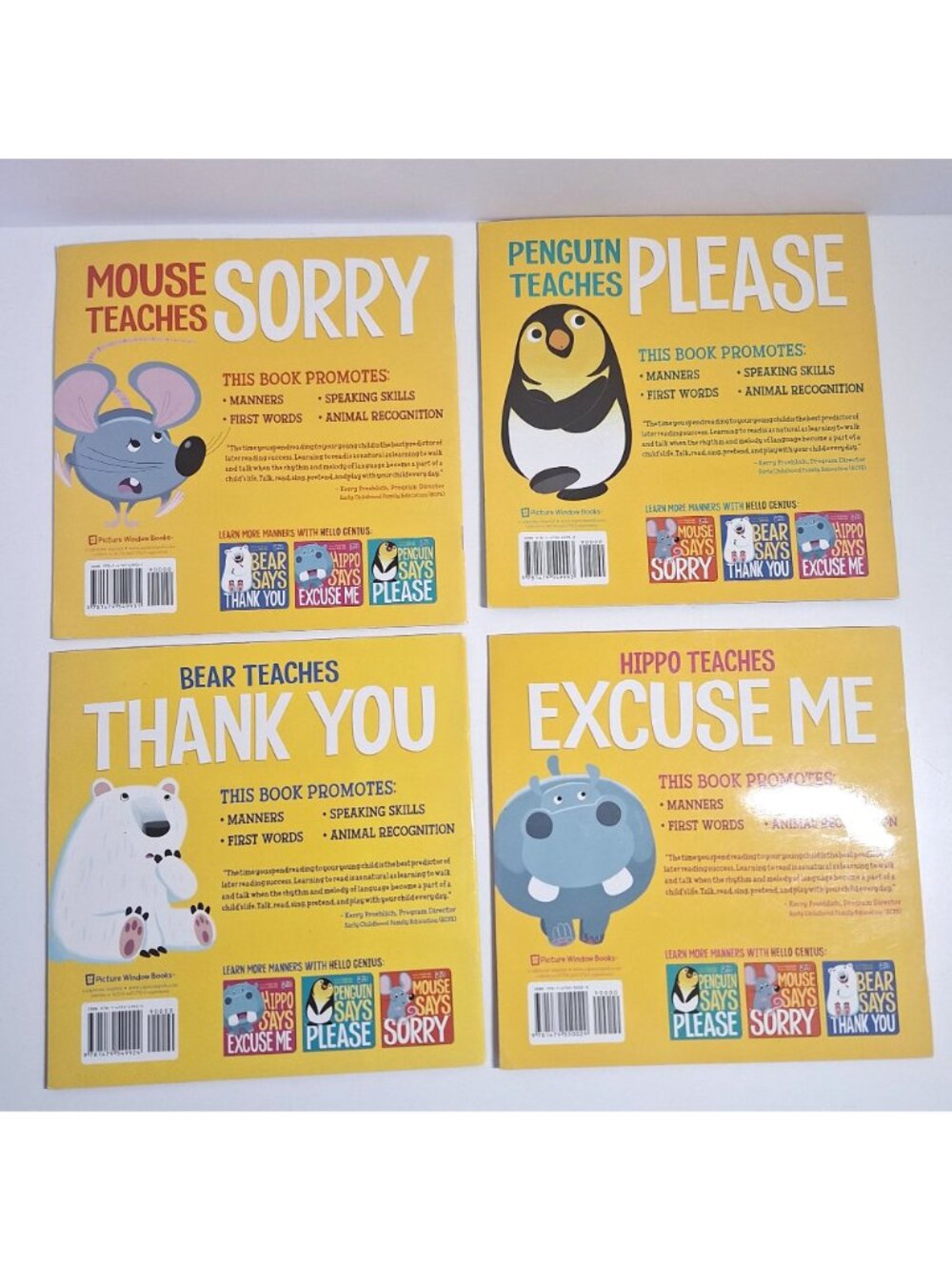 Hello Genius Mouse Penguin Bear Hippo Says Sorry Please Thank You Manners 4 Lot - Picture 5 of 5